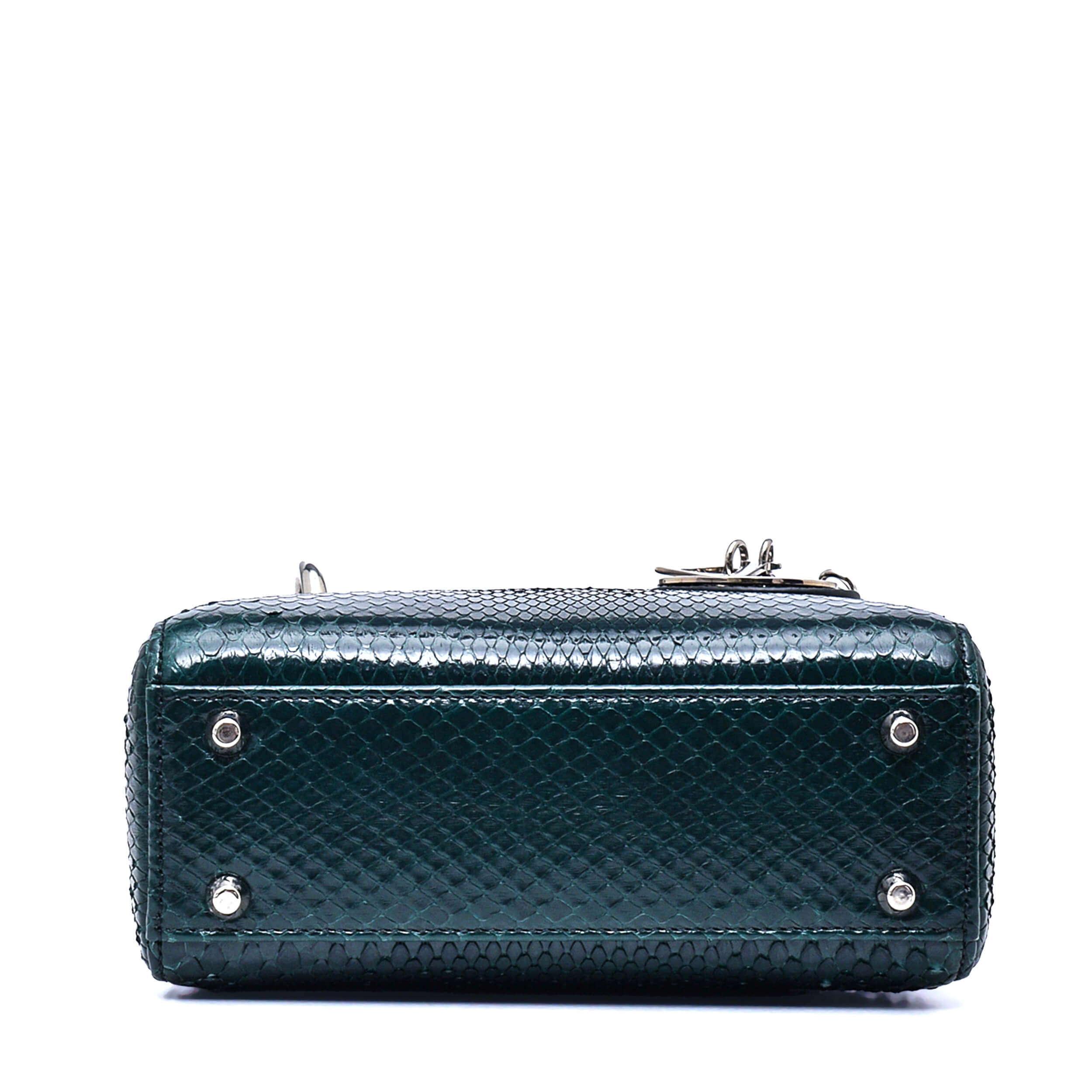 Christian Dior- Dark Green Python Chain Mini Lady Dior Bag